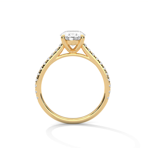 แหวนหมั้นเพชรแล็บโกรว์ทรงกลมเจียระไนบริลเลียนท์ทองคำขาว 14K พร้อมแหวนแต่งงานสำหรับผู้หญิง - Product Image 2