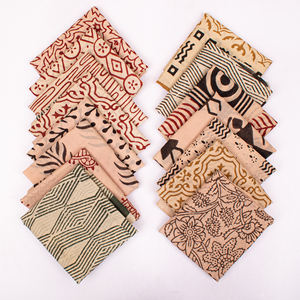 Lot de bandanas carrés en coton imprimé style Bagru, de luxe, promotionnels, pour le voyage, accessoires pour femmes. - Product Image 2