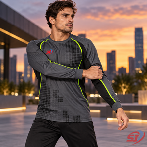 Custom <b>Mens</b> Athletic Long Sleeve Sports T-<b>Shirt</b> Breathable Quick Dry Sublimation Printed Polyester/Cotton Workout ODM - Product Image 3