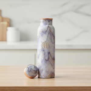 Bouteille d'eau en cuivre de luxe 750 ml sans BPA |   Bouteille en métal émaillé réutilisable, écologique, étanche, avec couvercle imprimé - Product Image 1