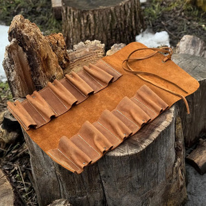 Wholesale handmade leather <b>tool</b> <b>roll</b> organizer bags supplier custom logo export quality portable storage custom export quality - Product Image 2