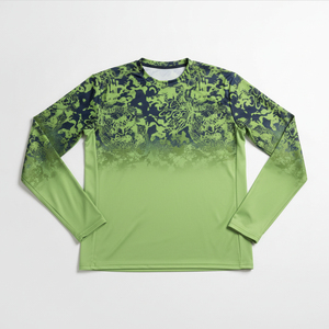 เสื้อยืดแขนยาวผู้ชาย สีเขียว-น้ำเงิน แห้งเร็ว ระบายอากาศดี สวมใส่สบาย คอกลม ผ้าถัก คอตตอน/ใยไผ่ ทรงปกติ - Product Image 2