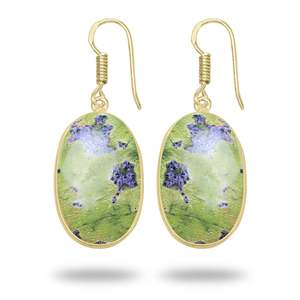 Bohemian Style Wedding Gift Jewelry Handmade Atlantasite Mixed Shape Gemstone High Quality Silver Plated Brass <b>Clip</b>-on Earring - Product Image 3