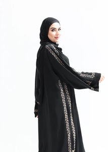 Abaya de Poliéster Bordada con Abertura Frontal para Eid 2026, Nueva Colección Elegante, Venta al por Mayor, Lujo de Dubái, Personalizada para Mujeres Musulmanas - Product Image 5