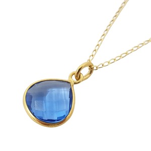 12mm Blue Topaz Quartz Handmade 925 Sterling Silver Heart Pendant <b>Necklace</b> Gold-Plated Bezel Setting Birthstone for Wedding - Product Image 1