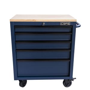 Wholesale 76cm Blue 5 <b>Drawer</b> Rolling Tool Cabinet with Wood Top for Garage <b>Workshop</b> Tool Storage - Product Image 1