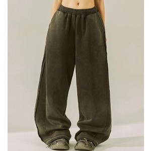Pantalon Harem en Polaire pour Femme, Taille Basse, Coupe Ample, Longueur Intégrale, Couleur Unie, Doux, Taille Élastique, Décontracté, Printemps, Devant Plat - Product Image 3