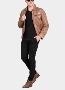OEM Services <b>Mens</b> Fashionable Regular Size Genuine <b>Leather</b> <b>Jacket</b> Unique Style Winter Wear Hooded collar <b>Leather</b> <b>jacket</b> for <b>men</b> - Product Image 3