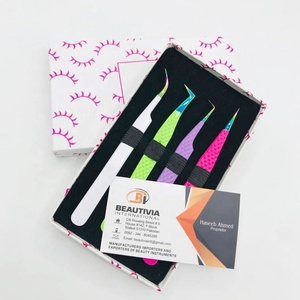 Pinzas profesionales de Extensión de pestañas de acero inoxidable de alta calidad, aplicador de punta puntiaguda con logotipo de Color personalizado, muestra gratis - Product Image 1