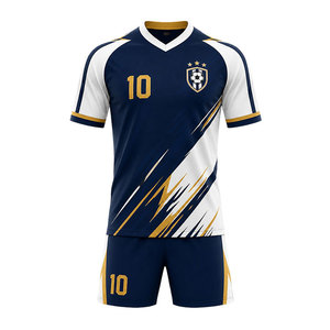 Conjunto de Uniforme de Fútbol Personalizado, Negro, Transpirable, Sublimado, de Poliéster, con Pantalones Cortos, Logotipo OEM, Ropa Deportiva - Product Image 1