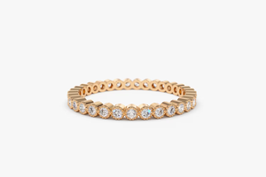 Bague classique pour femme en or jaune avec diamant taille brillant rond, pierre naturelle, alliance de mariage 0,11 carat - Product Image 2