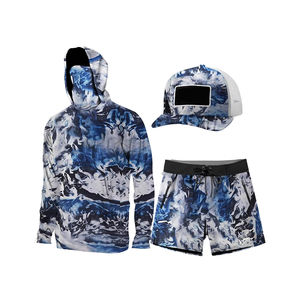 Ensemble de pêche camouflage personnalisé : Sweat à capuche à manches longues séchage rapide, short et casquette – Vêtements de sport d'extérieur - Product Image 4