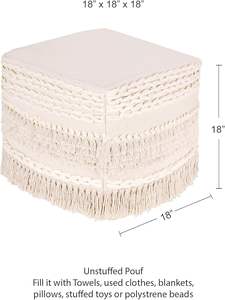 Housse de pouf/tabouret en macramé en pur coton, décorative pour intérieur et extérieur, pour la maison, le bureau, le salon, la salle de jeux - Product Image 5
