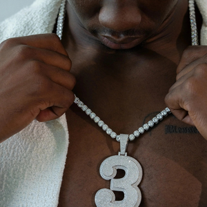 925 Sliver Custom Iced Big Numeral Number Sparkling Moissanite Diamond Unique Hip Hop Style Statement <b>Pendant</b> Necklace <b>for</b> <b>Men</b> - Product Image 2