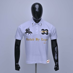 T-shirt décontracté à manches courtes pour homme Marked Legacy, blanc, imprimé numériquement, respirant, 100 % coton jersey, avec logo frontal et motif uni - Product Image 1