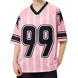 เสื้อเจอร์ซีย์ผู้ชายลายกราฟิก Y2K คอกว้างทรงหลวมสไตล์สตรีทแวร์ เสื้อยืดโอเวอร์ไซส์ตัวเลข เสื้อท็อปส์ฤดูร้อน - Product Image 3