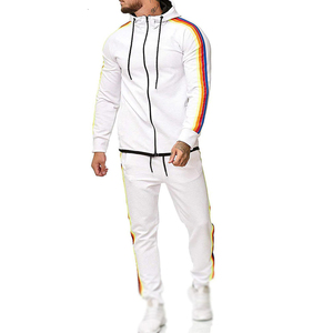 Ensemble de survêtement sport blanc grande taille OEM pour homme, avec rayures, collection 2026, vêtements pour homme, ensemble 2 pièces - Product Image 3