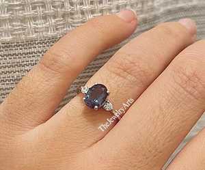 Anillo vintage de alejandrita, anillo que cambia de color, piedra de nacimiento de junio, anillo de plata maciza 925 con diamantes, anillo de promesa, anillos de regalo para mujer - Product Image 5