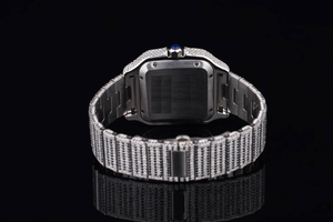 Iced Out Red Roman Numerals <b>Watch</b> Silver Square Automatic Men <b>Mechanical</b> Bust Down Luxury Hip Hop Bling Moissanite <b>Watch</b> - Product Image 5