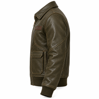 Veste d'aviateur A2 en cuir de vache véritable pour homme, style vintage, avec bordure côtelée, fabrication sur mesure, vente en gros