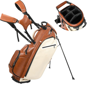 Luxury handmade genuine leather <b>golf</b> bag for professional golfers high capacity travel <b>golf</b> bag with multiple pockets - Product Image 1