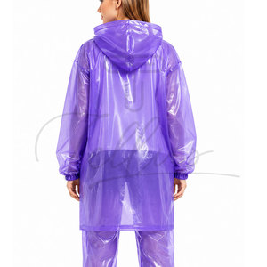 Vêtement de pluie imperméable pour femmes, veste de pluie légère à capuche, coupe-vent, long manteau d'extérieur pour femmes - Product Image 3