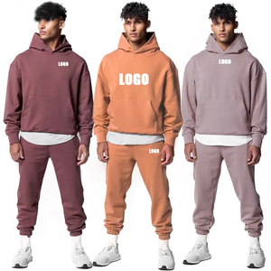 Ensemble de survêtement beige pour homme, veste à capuche zippée et pantalon de jogging à revers, vêtements de sport décontractés en polaire, ensemble deux pièces pour l'hiver, gym et sports - Product Image 6