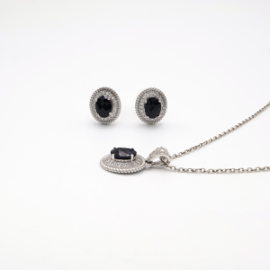 Black Onyx Oval Pendant and <b>Stud</b> <b>Set</b> <b>Silver</b> 925 Fine Jewellery for Women Luxury Gemstone Premium Quality - Product Image 1