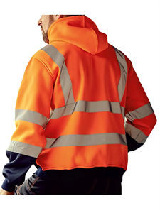 Veste de travail extérieure à capuche amovible, imperméable, réfléchissante, avec fermeture éclair, en polaire, de classe 2 ANSI, haute visibilité, pour hommes - Product Image 2