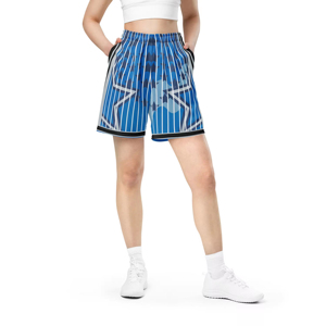 Men's Blue Striped Mesh Basketball Shorts Sublimated Print Elastic Waist Breathable Regular Fit All Seasons Adult Sportwear - Product Image 5