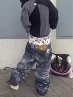 Jean en denim classique vintage sexy et décontracté pour homme, coupe ample, 100 % coton, jambe large, respirant, style gothique, idéal pour l'hiver