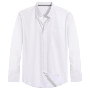 Chemise habillée décontractée pour homme en coton premium blanc, coupe classique, respirante, manches longues, vente en gros - Product Image 4