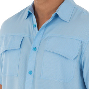 เสื้อตกปลาสำหรับกิจกรรมกลางแจ้ง ป้องกันแสงแดด UPF 50 ผลิตจากโพลีเอสเตอร์ 100%  โลโก้ด้านหน้า แขนสั้น ติดกระดุม ผู้ชาย กันลม - Product Image 4