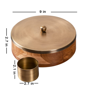 Boîte à épices en bois pour la cuisine, conteneur de rangement pour épices indiennes, organisateur d'épices en bois fait à la main avec compartiments - Product Image 3
