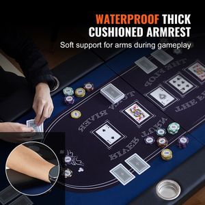 Table de poker portable pliable pour 10 joueurs avec rails rembourrés et porte-gobelets en acier inoxydable pour le Blackjack, le Texas Hold'em, le Mahjong et les jeux de hasard - Product Image 5