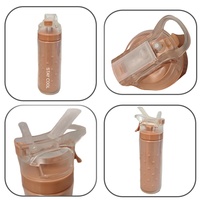 Bouteille d'eau portable avec paille rabattable pour la gym et les voyages, bouteille de sport unisexe en plastique, design minimaliste, sans BPA