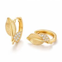 Boucles d'oreilles créoles pendantes en or avec feuilles et pierres CZ étincelantes pour femme, bijoux fins élégants et luxueux