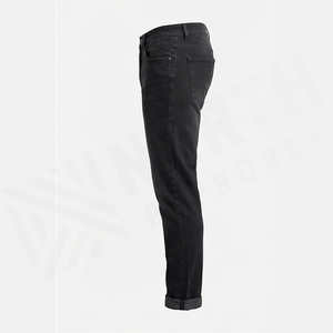 Jean en denim coupe droite délavé foncé pour homme, taille haute, coupe slim, en coton, style décontracté, pantalon d'automne - Product Image 3