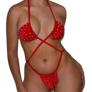 <b>Rhinestone</b> <b>Bikini</b> Set Creative Pattern Women Swimwear Unique Two Piece Bathing Suit For Artistic Look - Product Image 1
