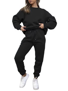 Women's Summer Short Long Sleeve Hoodie Regular Casual Pants Set 2pcs Light-Gray Sweatshirt Sweatpants 100% Cotton Fleece - Product Image 3