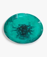 Bol en bois fait main durable et non toxique, vert turquoise sous glaçure, design moderne, plat de service pour salade, idéal pour offrir, motif floral