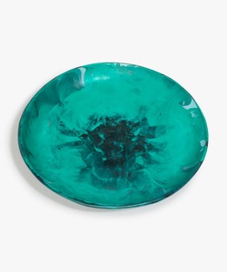 Bol en bois fait main durable et non toxique, vert turquoise sous glaçure, design moderne, plat de service pour salade, idéal pour offrir, motif floral - Product Image 2