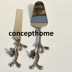 Ensemble de couverts de luxe en acier inoxydable avec manche en forme de brindille dorée et motif floral, design moderne pour la maison, l'hôtel, le restaurant, les mariages - Product Image 2