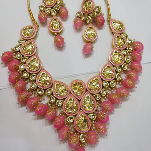 Indian Classic Women's Choker Wedding Engagement Anniversary Party Green Traditional Crystal Kundan Faux Pearl Alloy Gold <b>Gift</b> - Product Image 1