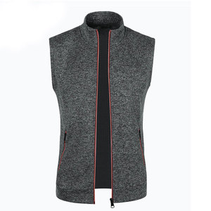 Autumn Winter <b>Men's</b> Knitted Canvas Reversible Waterproof Fashion Casual <b>Top</b> Zipper Vest Sleeveless Crew Neck Fleece Solid Color - Product Image 1