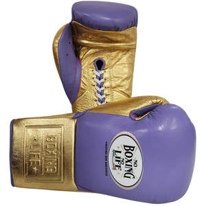 ถุงมือชกมวยหนังยืดสีม่วง/ทอง รุ่น Personalized No Boxing No Life Championship Line สำหรับผู้ใหญ่ - Product Image 5
