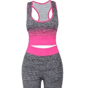 Ensemble de yoga pour femmes de haute qualité, respirant et sans couture, très vendu, en spandex et polyester, 2 pièces, fermeture à cordon, manches courtes pour femmes - Product Image 6