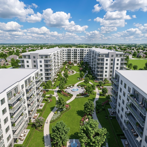 Ensemble d'armoires de cuisine JY Project sur mesure, style européen moderne vietnamien, en MDF, système de rangement complet RTA, crédence en marbre - Product Image 1