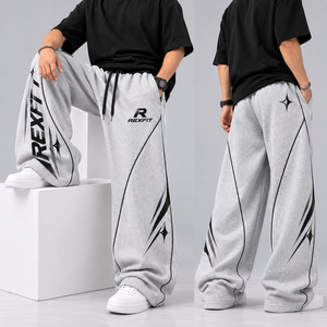 Streetwear <b>Baggy</b> Sweatpants Men Custom Wide Leg <b>Track</b> <b>Pants</b> Side Stripe Elastic Waist Relaxed Fit Apparel Factory Bulk Supplier - Product Image 4