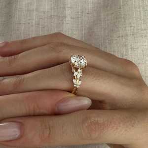 3 Carat Round Lab Grown Diamond Nature Inspired Twig <b>Engagement</b> <b>Ring</b> in Yellow Gold , <b>Unique</b> Branch Design <b>Ring</b> , IGI Certified - Product Image 3